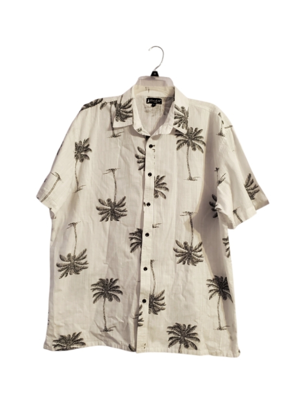 Blanc Du Nil France Men's Egyptian Cotton Palm-Print Short Sleeve Shirt XL